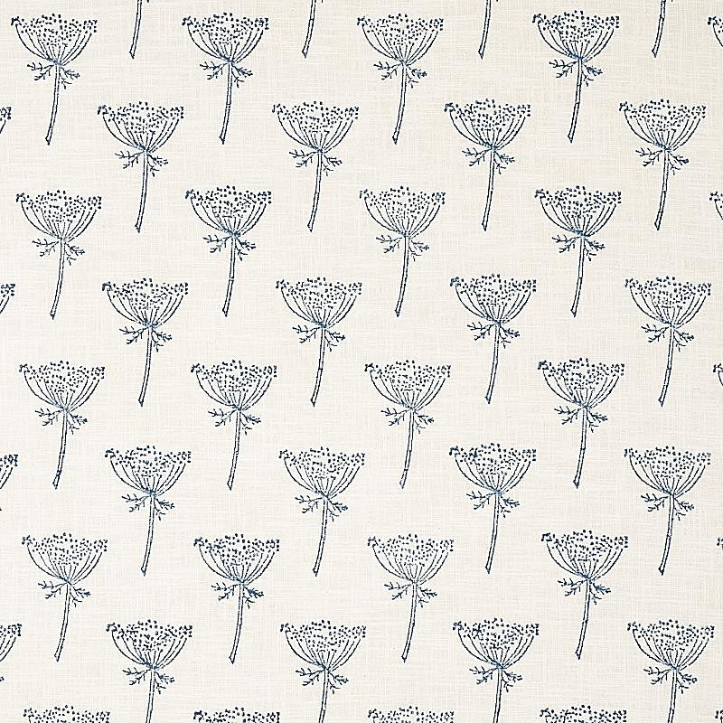 Wild Carrot Hand Block Print Indigo 179810 by Schumacher Fabric Molly Mahon 3.0" - Fabric Carolina -