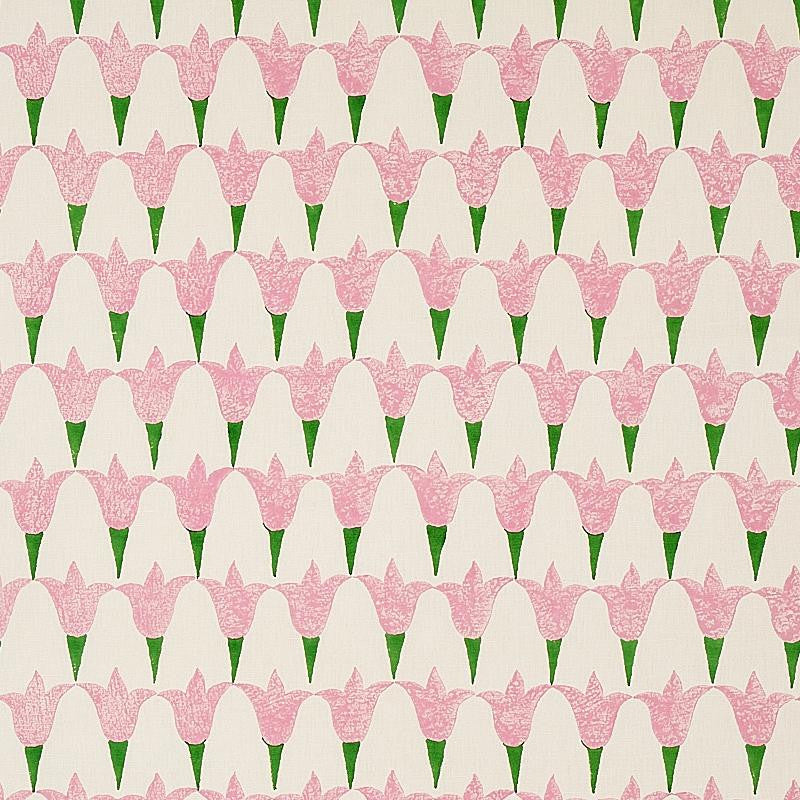 Tulip Hand Block Rose & Grass 179820 by Schumacher Fabric Molly Mahon - Fabric Carolina -