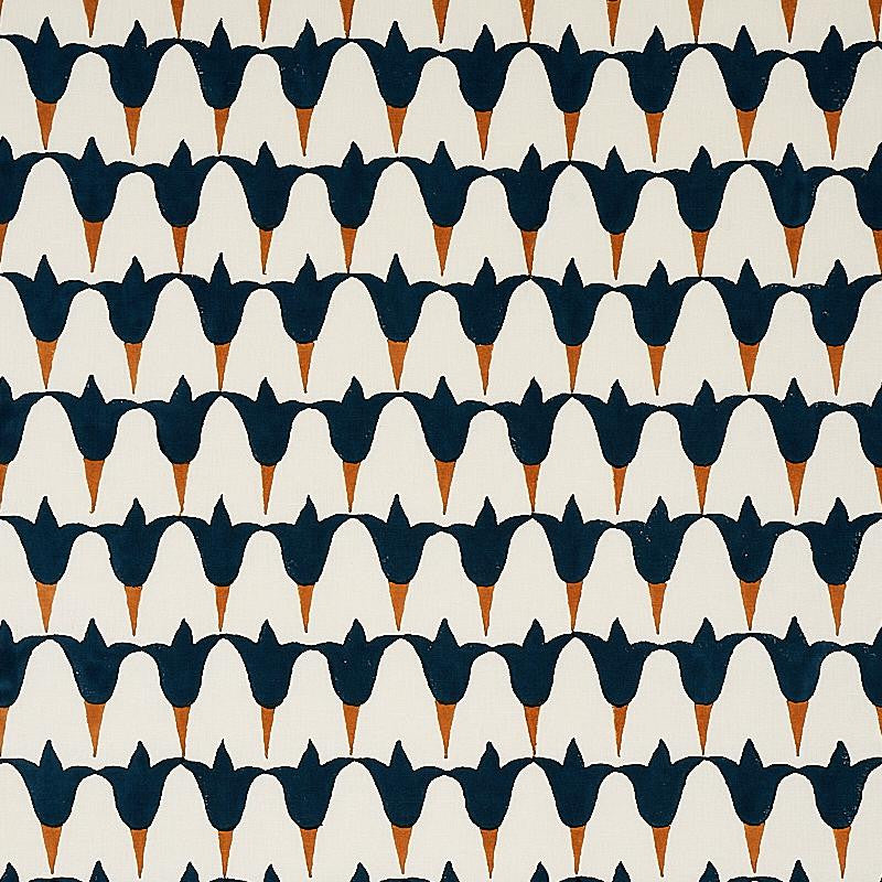 Tulip Hand Block Midnight & Copper 179822 by Schumacher Fabric Molly Mahon - Fabric Carolina -