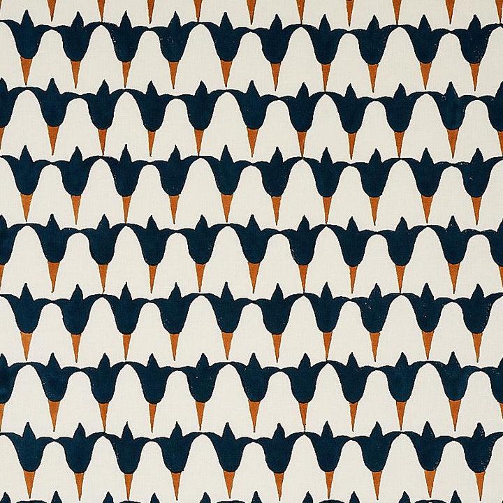 Tulip Hand Block Midnight & Copper 179822 by Schumacher Fabric Molly Mahon - Fabric Carolina -