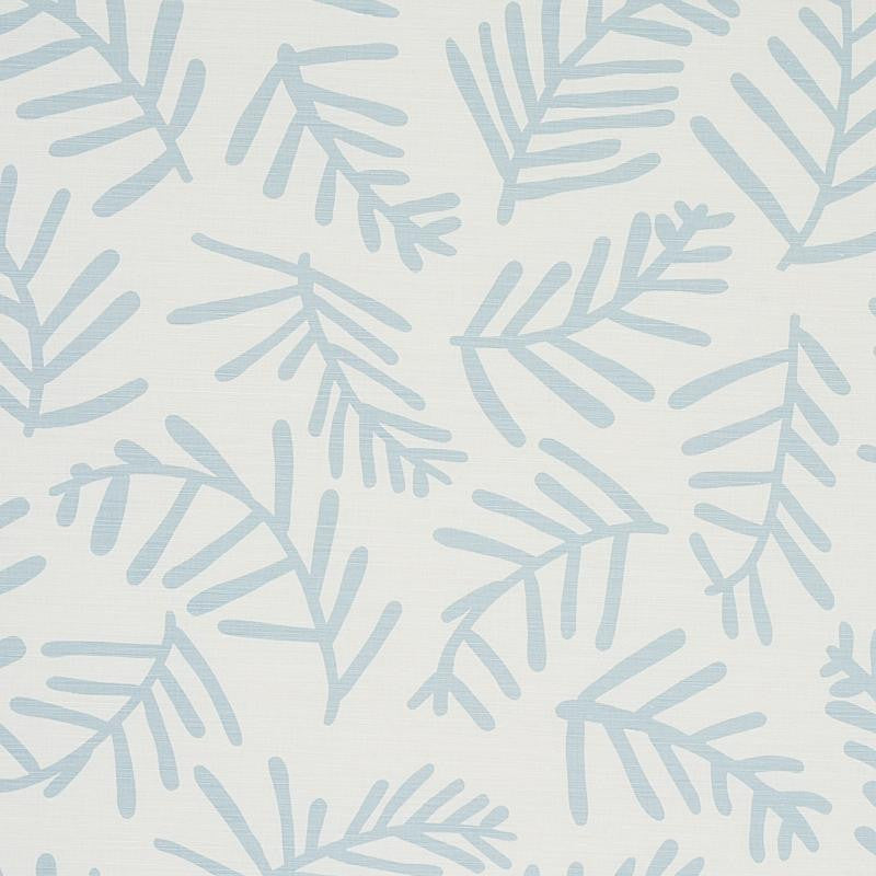 Tiah Cove Blue Leaf 179911 by Schumacher Designer Fabric Caroline Z Hurley 27.0" - Swanky Fabrics -