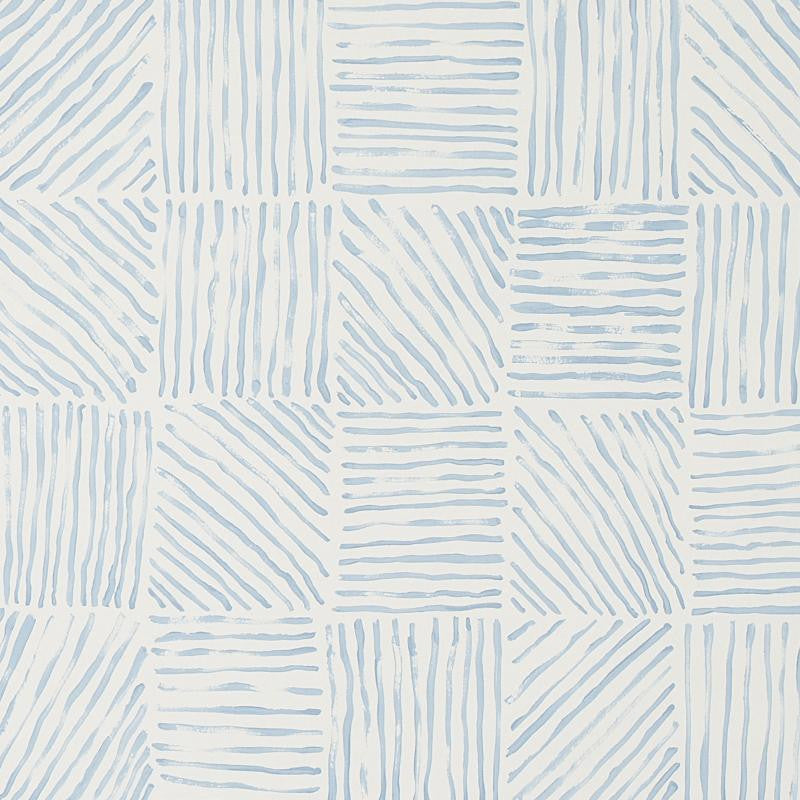Katama Blue On Ivory 5012421 by Schumacher Designer Wallpaper Caroline Z Hurley 27.0" - Swanky Fabrics -