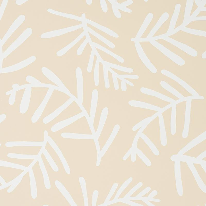 Tiah Cove Ivory On Natural 5012452 by Schumacher Wallpaper Caroline Z Hurley 27.0" - Fabric Carolina -