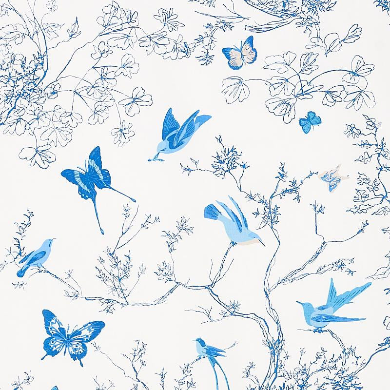 Birds & Butterflies Porcelain 174761 by Schumacher Fabric Flight Of Fancy 27.0" - Fabric Carolina -
