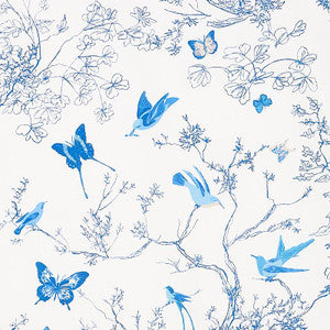 Birds & Butterflies Porcelain 174761 by Schumacher Fabric