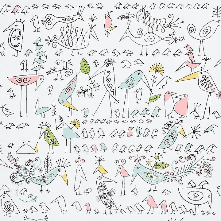 Aviary Soft Multi 5012780 by Schumacher Designer Wallpaper Flight Of Fancy 27.0" - Swanky Fabrics -