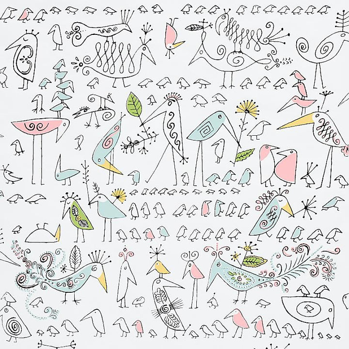 Aviary Soft Multi 5012780 by Schumacher Wallpaper Flight Of Fancy 27.0" - Fabric Carolina -