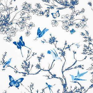 Birds & Butterflies Porcelain 2704421 by Schumacher Wallpaper