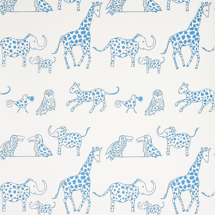 Jungle Jubilee Blue 5012470 by Schumacher Wallpaper Flight Of Fancy 13.5" - Fabric Carolina -