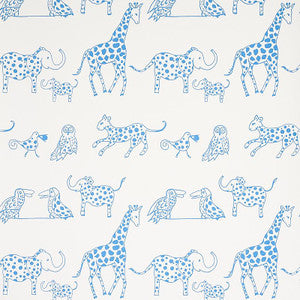 Jungle Jubilee Blue 5012470 by Schumacher Wallpaper