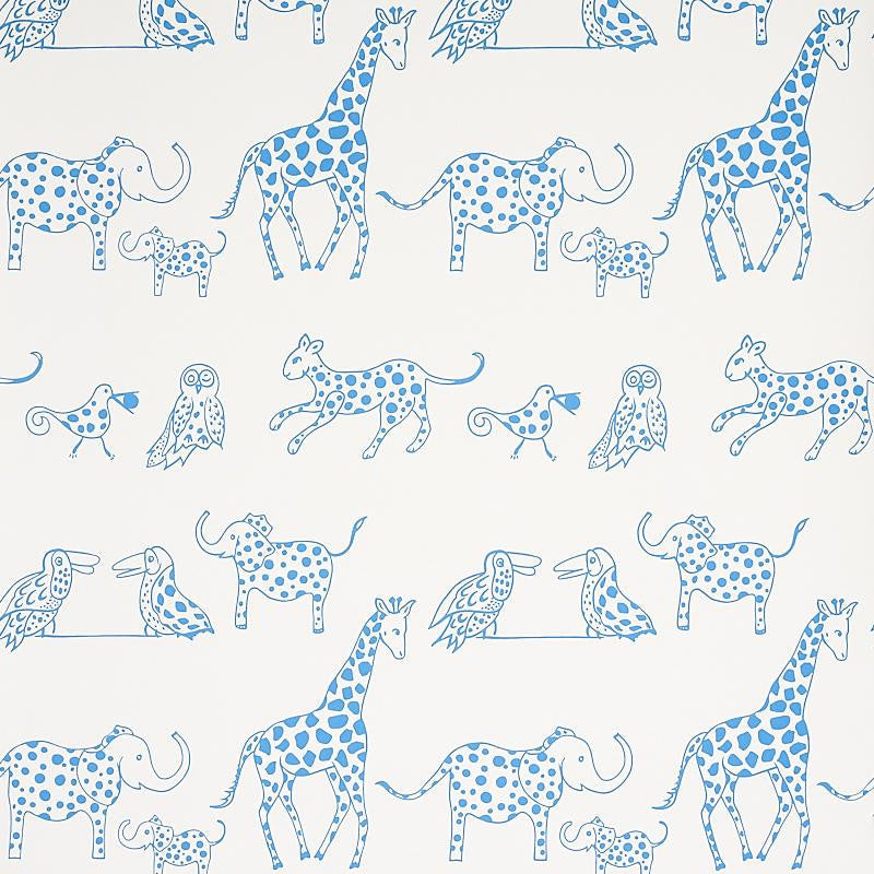 Jungle Jubilee Blue 5012470 by Schumacher Designer Wallpaper Flight Of Fancy 13.5" - Swanky Fabrics -