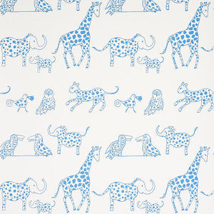 Jungle Jubilee Blue 5012470 by Schumacher Wallpaper