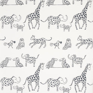 Jungle Jubilee Charcoal 5012471 by Schumacher Wallpaper