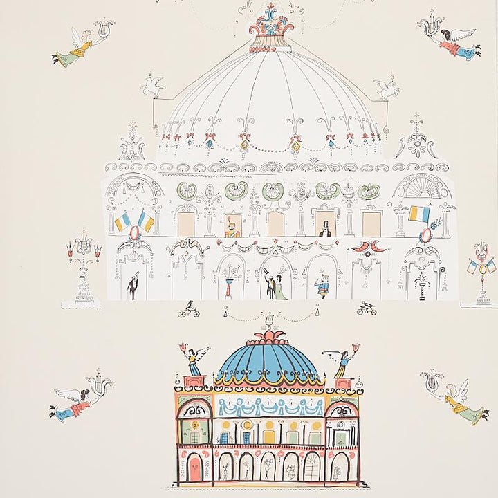 Opera Ivory 5012481 by Schumacher Wallpaper Flight Of Fancy 27.0" - Fabric Carolina -