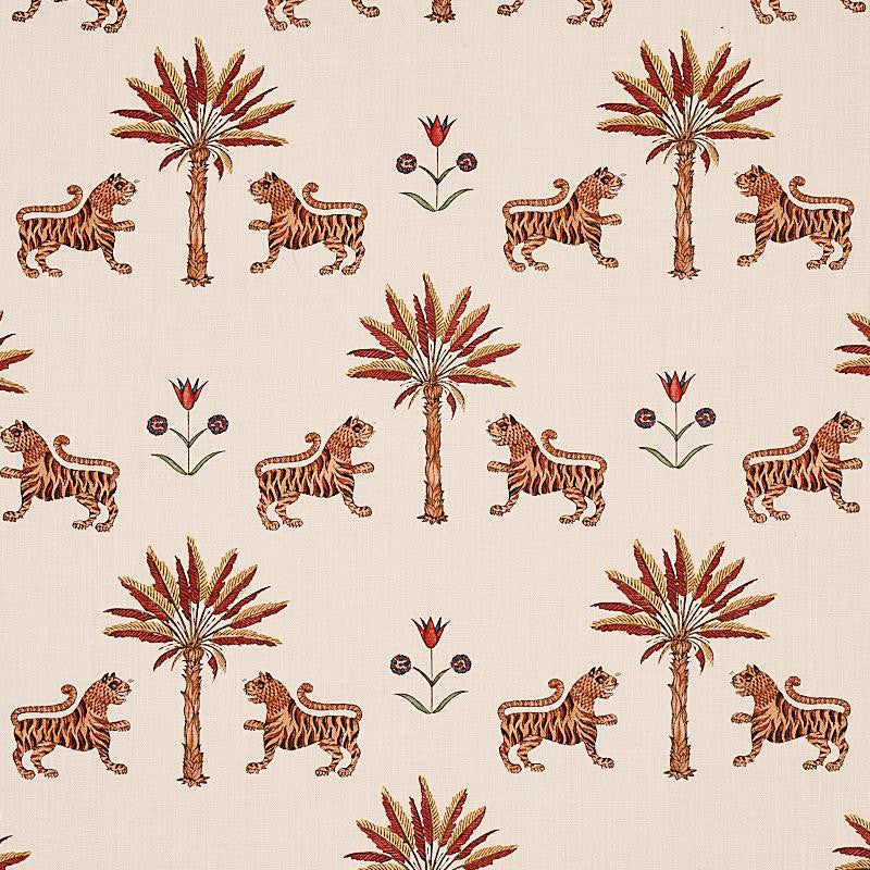 Tiger Palm Crimson 179932 by Schumacher Designer Fabric Mystique 13.5" - Swanky Fabrics -