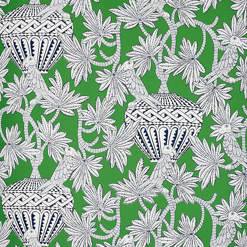 Santarem Green 5012821 by Schumacher Wallpaper Mystique 27.0" - Fabric Carolina -