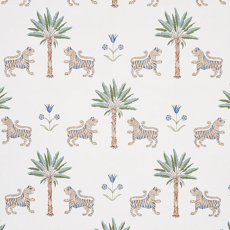 Tiger Palm Delft 5012921 by Schumacher Designer Wallpaper Mystique 13.5" - Swanky Fabrics -