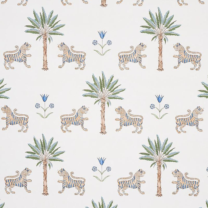 Tiger Palm Delft 5012921 by Schumacher Designer Wallpaper Mystique 13.5" - Swanky Fabrics -