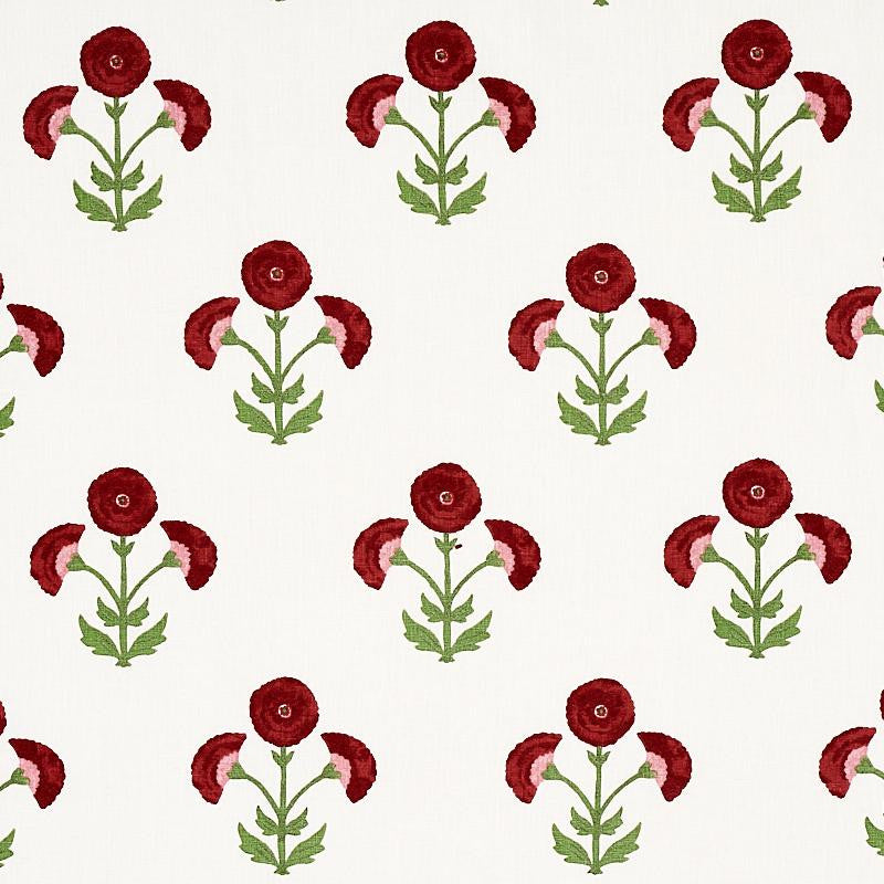 Saranda Flower Embroidery Cardinal 179670 by Schumacher Fabric Perennial Favorites 27.0" - Fabric Carolina -