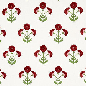 Saranda Flower Embroidery Cardinal 179670 by Schumacher Fabric