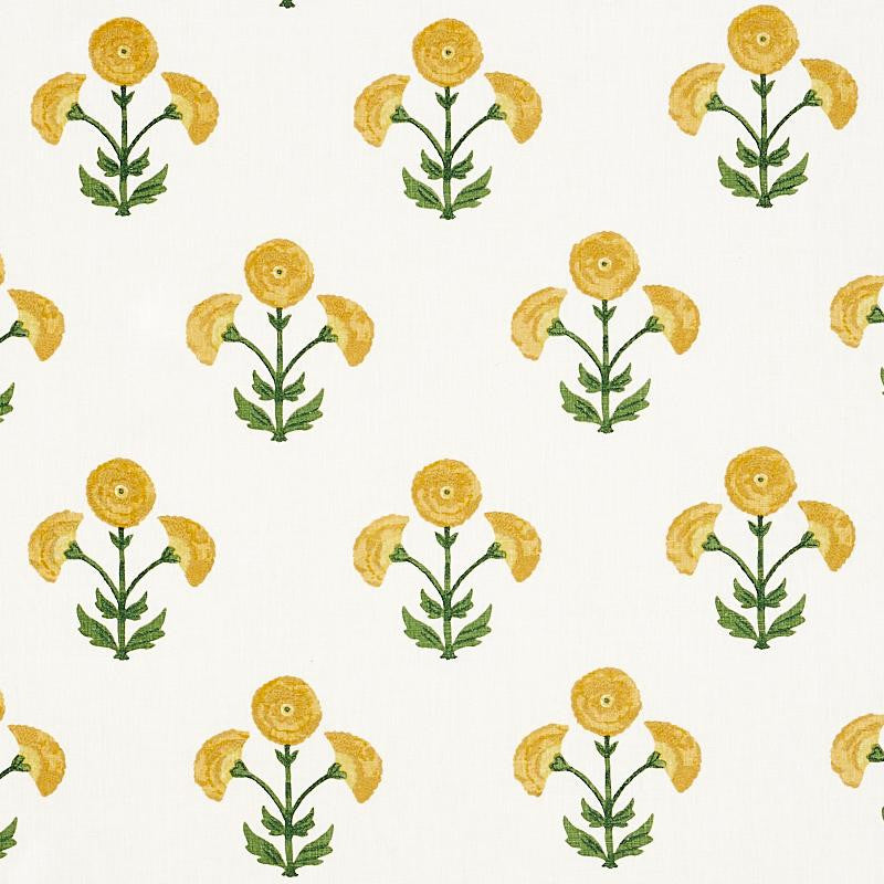 Saranda Flower Embroidery Marigold 179671 by Schumacher Fabric Perennial Favorites 27.0" - Fabric Carolina -