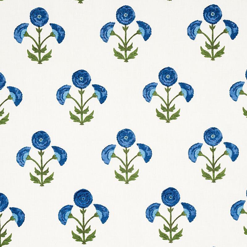 Saranda Flower Embroidery Royal 179672 by Schumacher Fabric Perennial Favorites 27.0" - Fabric Carolina -