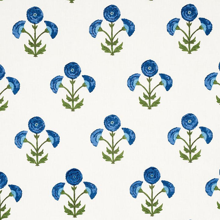 Saranda Flower Embroidery Royal 179672 by Schumacher Fabric Perennial Favorites 27.0" - Fabric Carolina -