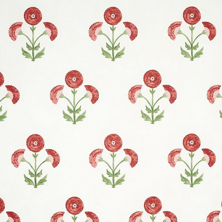 Saranda Flower Cardinal 5012410 by Schumacher Designer Wallpaper Perennial Favorites 27.0" - Swanky Fabrics -