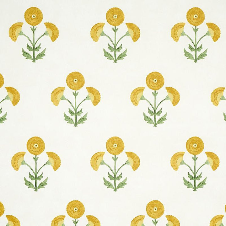 Saranda Flower Marigold 5012411 by Schumacher Designer Wallpaper Perennial Favorites 27.0" - Swanky Fabrics -