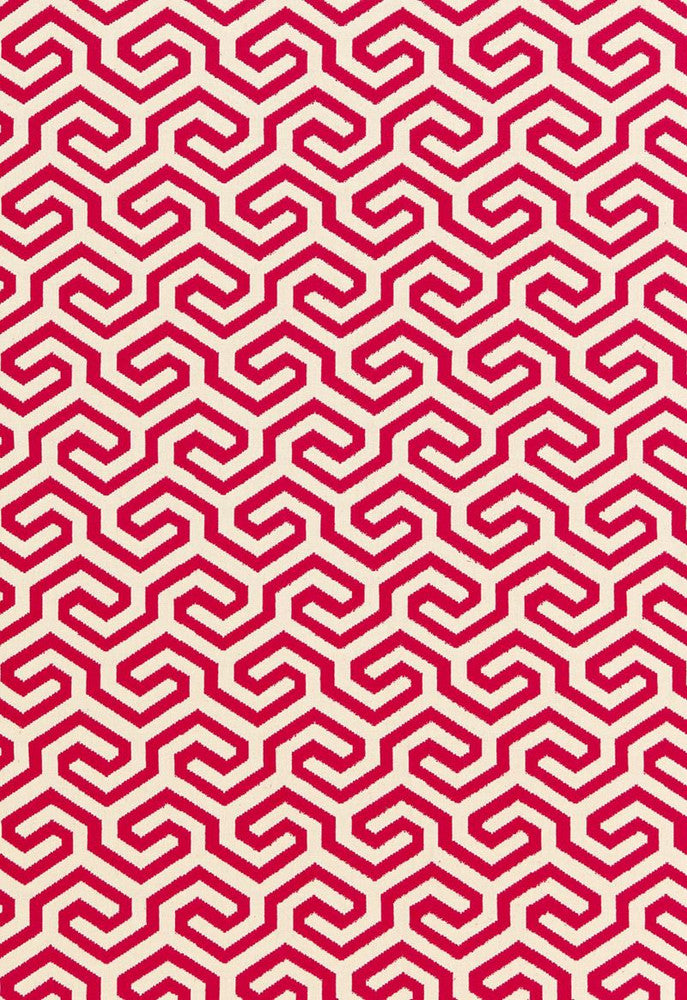 Ming Fret Cerise 66880 by Schumacher Fabric Chroma 75% Cotton, 25% Linen Martindale 18,000 Horizontal: 4.125 and Vertical: 5.5 50 - Fabric Carolina -