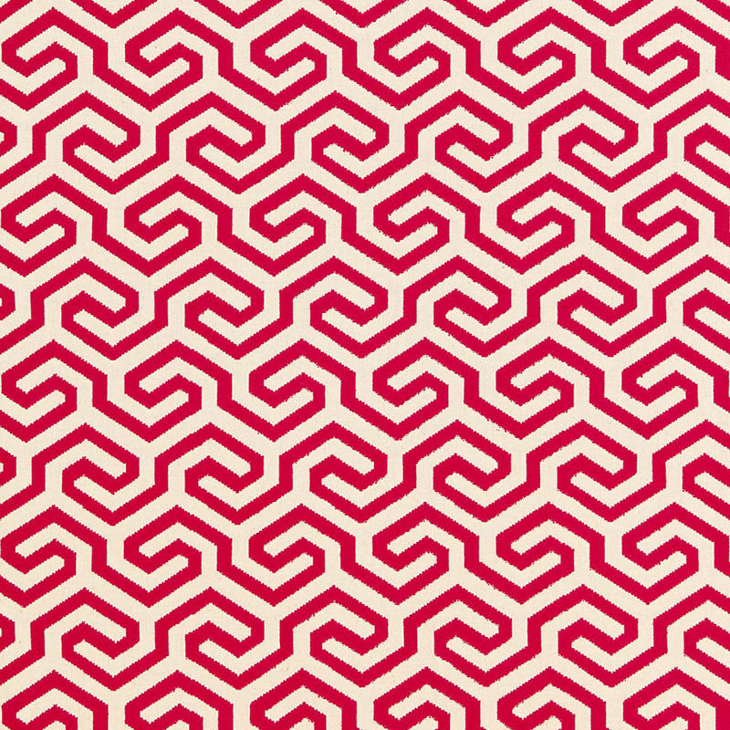 Ming Fret Cerise 66880 by Schumacher Designer Fabric CHROMA COTTON 75% LINEN 25% FRANCE MARTINDALE 18,000 </p><p>Repeat: Horizontal: 4 1/8" (10CM) and Vertical: 5 1/2" (14CM) 50 - Swanky Fabrics -