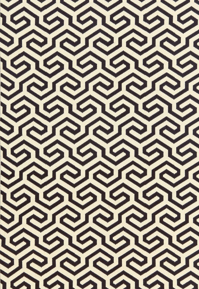 Ming Fret Noir 66881 by Schumacher Fabric Chroma 75% Cotton, 25% Linen Martindale 18,000 Horizontal: 4.125 and Vertical: 5.5 50 - Fabric Carolina -
