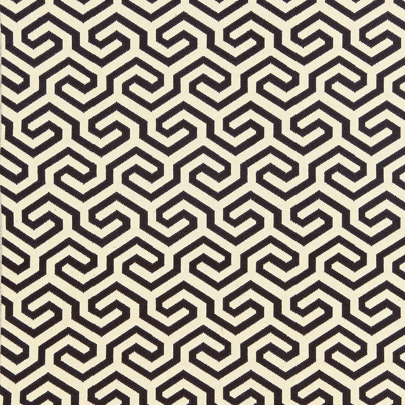 Ming Fret Noir 66881 by Schumacher Designer Fabric CHROMA See Sample FRANCE MEDIUM DUTY </p><p>Repeat: Horizontal: 4 1/8" (10CM) and Vertical: 5 1/2" (14CM) 50" WIDE (127CM) - Swanky Fabrics -