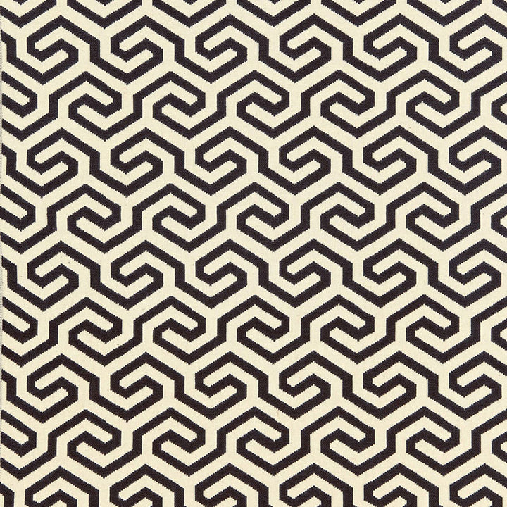 Ming Fret Noir 66881 by Schumacher Designer Fabric CHROMA COTTON 75% LINEN 25% FRANCE MARTINDALE 18,000 </p><p>Repeat: Horizontal: 4 1/8" (10CM) and Vertical: 5 1/2" (14CM) 50 - Swanky Fabrics -