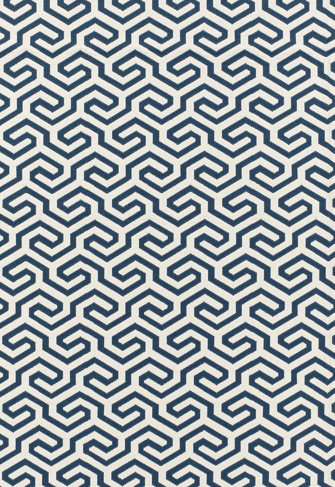 Ming Fret Navy 66884 by Schumacher Fabric Chroma 75% Cotton, 25% Linen Martindale 18,000 Horizontal: 4.125 and Vertical: 5.5 50 - Fabric Carolina -