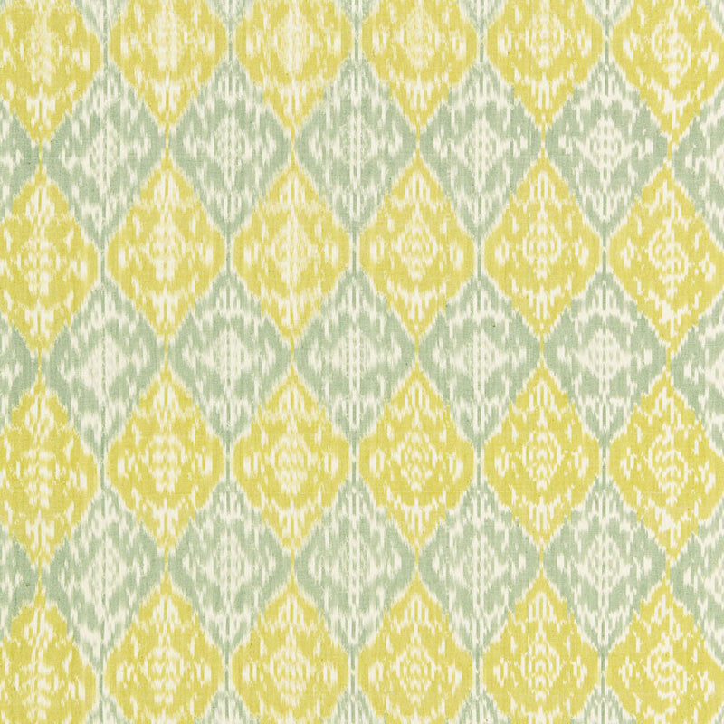 Varanasi Cotton Ikat Sea Glass 66952 by Schumacher Fabric CHROMA See Sample INDIA LIGHT DUTY </p><p>Repeat: Horizontal: 4 1/4" (11CM) and Vertical: 7 1/8" (18CM) 52" WIDE (132CM) - Fabric Carolina -