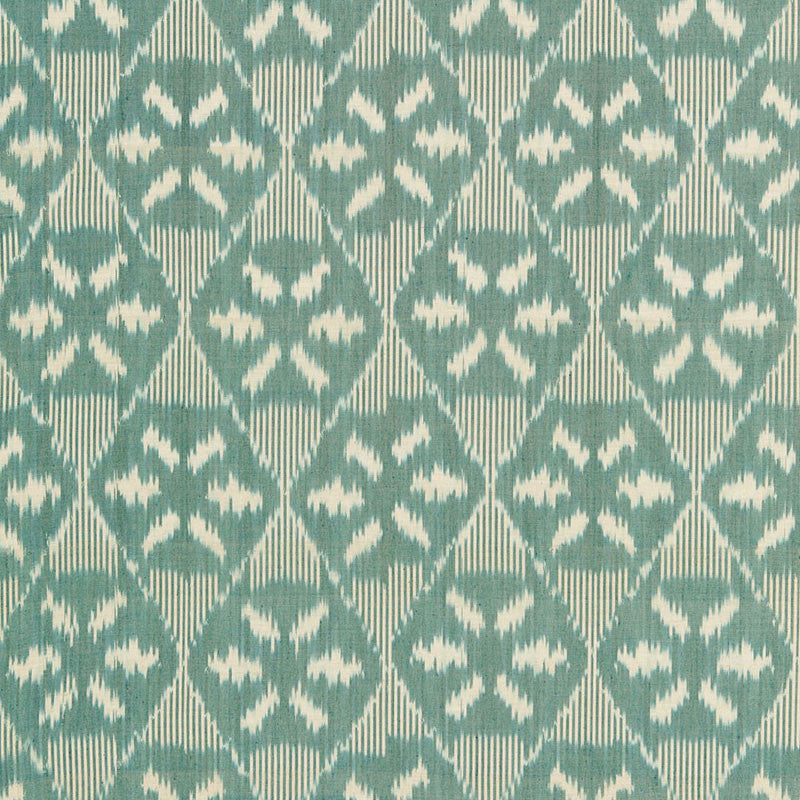 Darjeeling Cotton Ikat Peacock 66960 by Schumacher Fabric CHROMA See Sample INDIA LIGHT DUTY </p><p>Repeat: Horizontal: 6 5/8" (17CM) and Vertical: 11" (28CM) 52" WIDE (132CM) - Fabric Carolina -