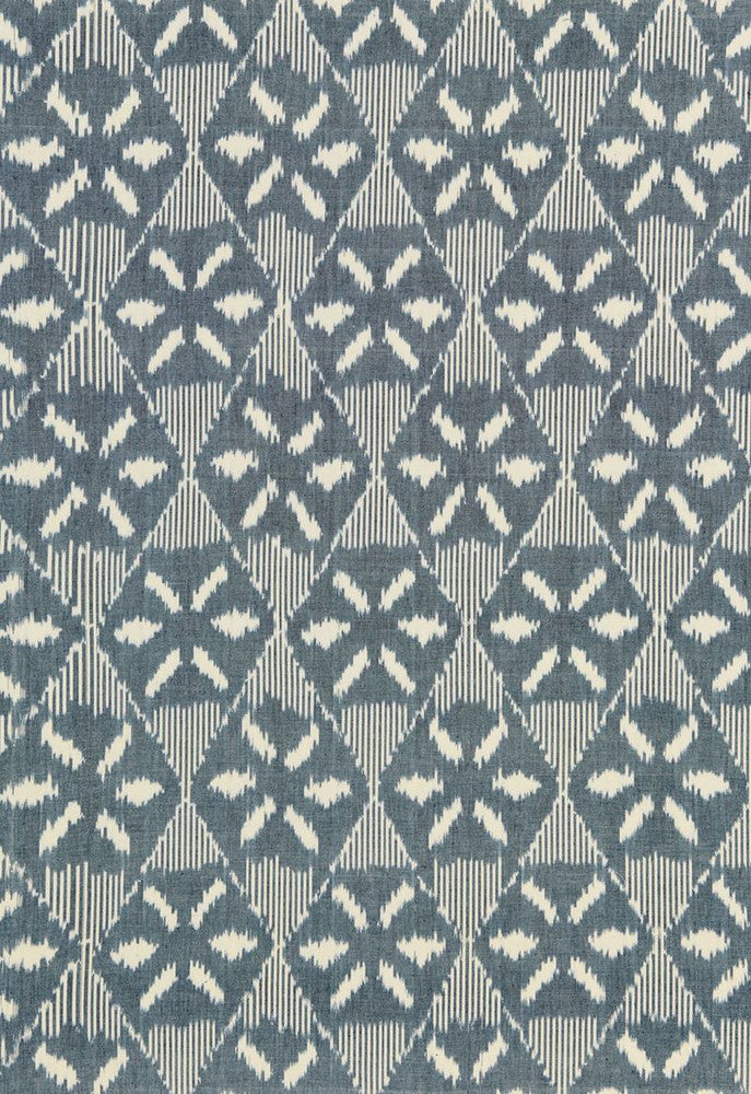 Darjeeling Cotton Ikat Denim 66961 by Schumacher Fabric Chroma 100% Cotton - Horizontal: 6.625 and Vertical: 11 52 - Fabric Carolina -