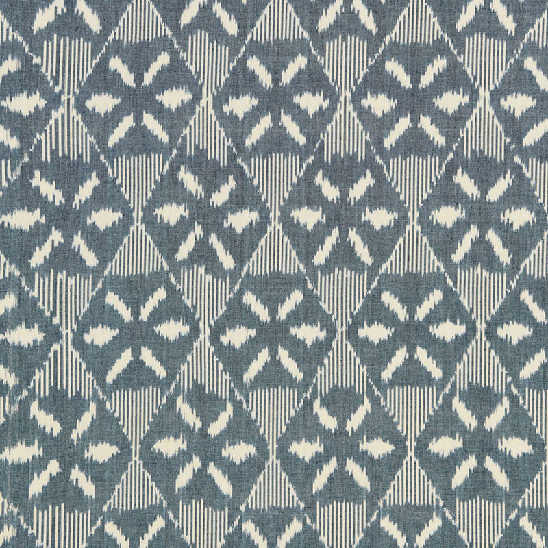 Darjeeling Cotton Ikat Denim 66961 by Schumacher Fabric CHROMA See Sample INDIA LIGHT DUTY </p><p>Repeat: Horizontal: 6 5/8" (17CM) and Vertical: 11" (28CM) 52" WIDE (132CM) - Fabric Carolina -
