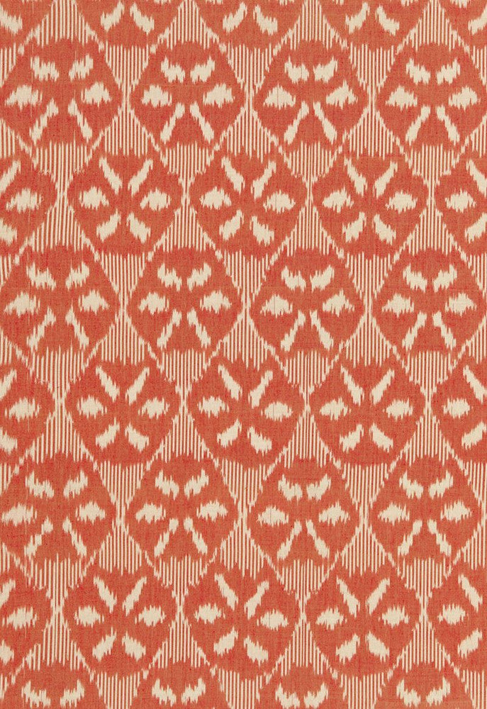 Darjeeling Cotton Ikat Persimmon 66963 by Schumacher Designer Fabric Chroma 100% Cotton - Horizontal: 6.625 and Vertical: 11 52 - Swanky Fabrics -