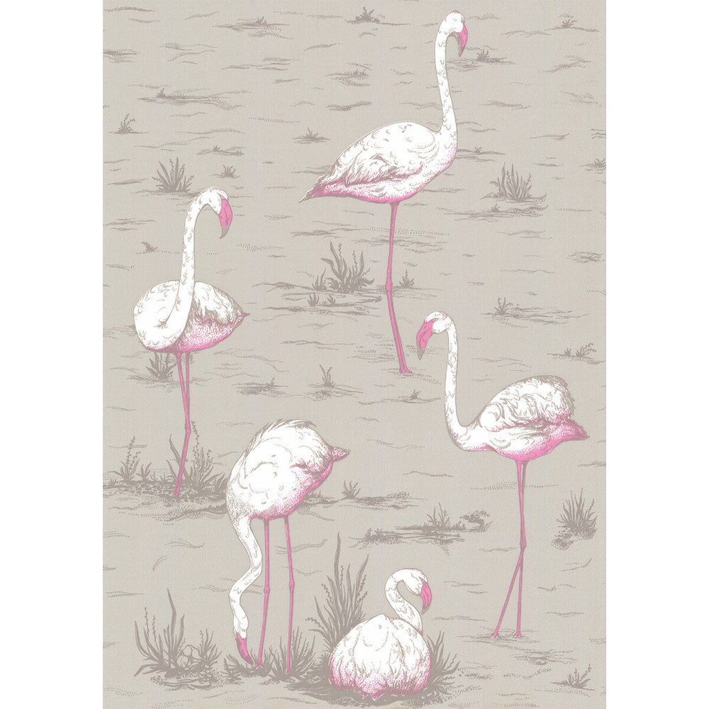 Flamingos Grey by Cole & Son Designer Wallcovering COLE & SON NEW CONTEMPORARY PAPER - 100% United Kingdom Horizontal: 21 and Vertical: 27.5 21 - Swanky Fabrics -