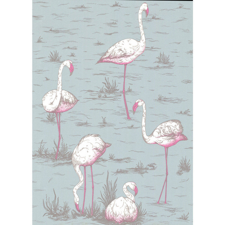 Flamingos Oale Bl by Cole & Son Designer Wallcovering COLE & SON NEW CONTEMPORARY PAPER - 100% United Kingdom Horizontal: 21 and Vertical: 27.5 21 - Swanky Fabrics -