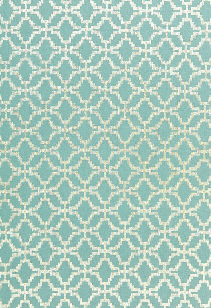Sarana Linen Embroidery Aquamarine 67013 by Schumacher Fabric Chroma 45% Linen, 37% Cotton, 18% Rayon Martindale 10,000 Horizontal: 5 and Vertical: 5 52.5 - Fabric Carolina -