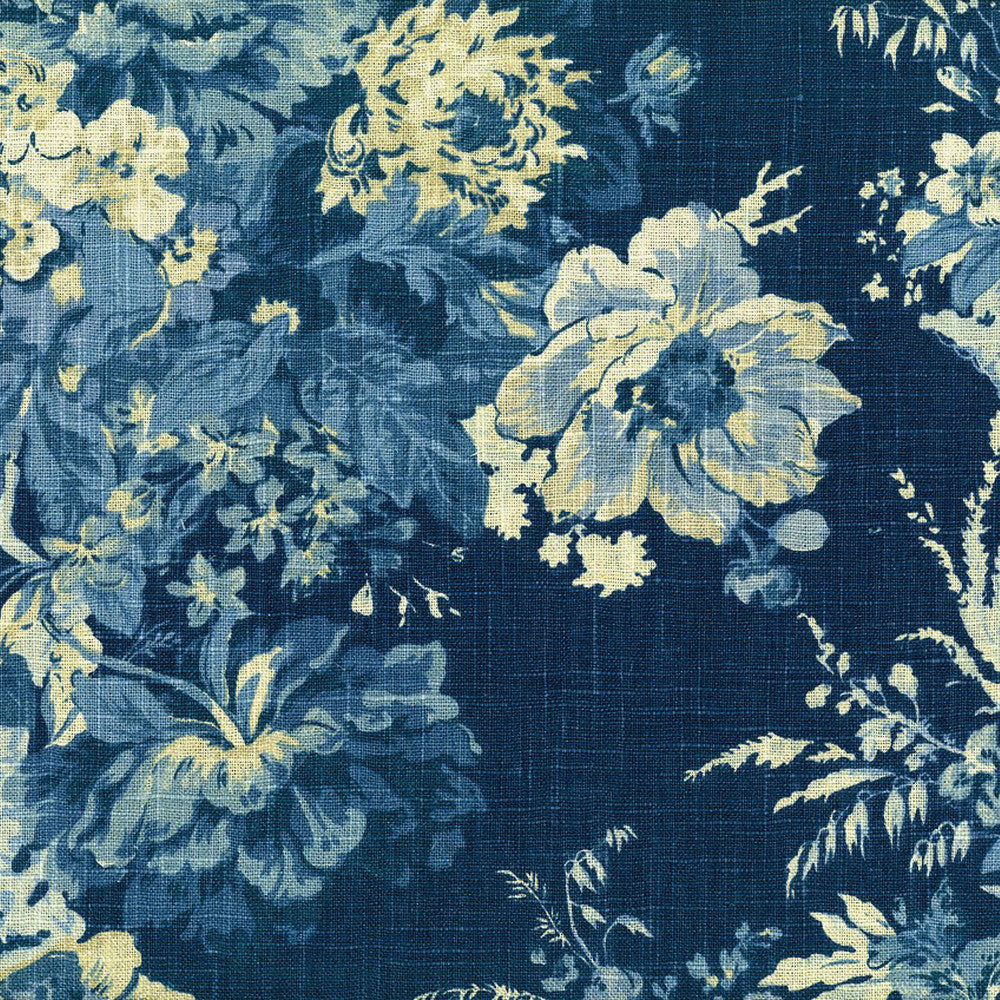 Ballad Bouquet * Indigo Bl Rb21 670565 by Waverly Fabric - 55%Linen 45%Rayon U.S.A. 30000 Horizontal: 13.5 and Vertical: 25.25 55 - Fabric Carolina -