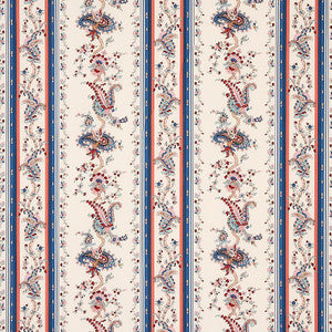 Elena Paisley Stripe Blue 179980 by Schumacher Fabric