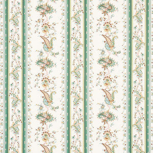 Elena Paisley Stripe Green 179981 by Schumacher Fabric