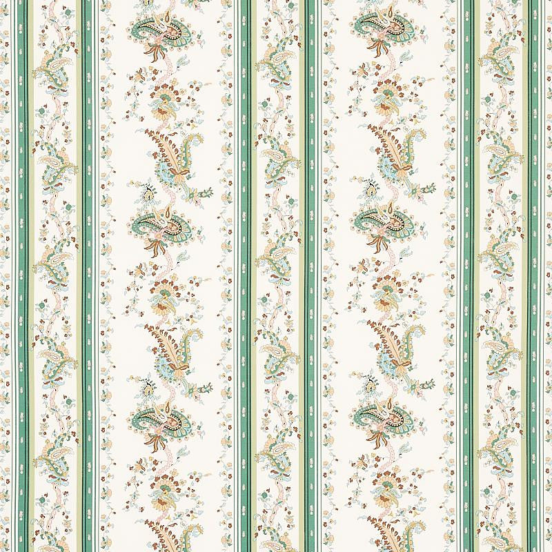 Elena Paisley Stripe Green 179981 by Schumacher Fabric Cabana 13.5" - Fabric Carolina -