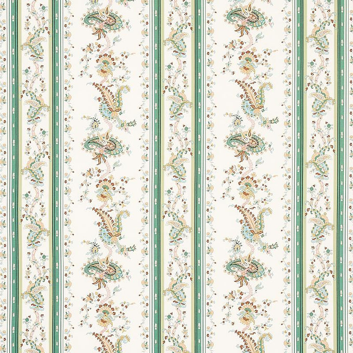 Elena Paisley Stripe Green 179981 by Schumacher Fabric Cabana 13.5" - Fabric Carolina -