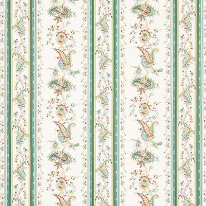 Elena Paisley Stripe Green 179981 by Schumacher Fabric