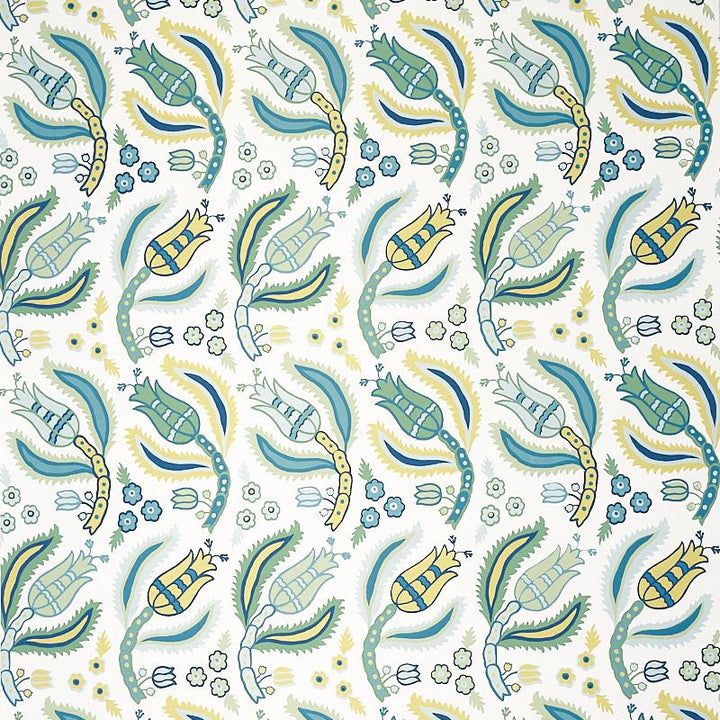 Malabar Vine Peacock 5012340 by Schumacher Wallpaper East Meets West 9.0" - Fabric Carolina -